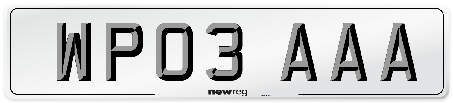 WP03 AAA Number Plate from New Reg